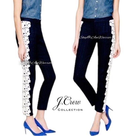 J.Crew Collection NWT rare guipure lace stripe navy tuxedo pants Shop@iamwarrior - Picture 1 of 14